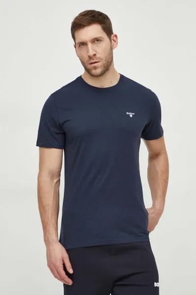 Хлопковая футболка Barbour, темно-синий