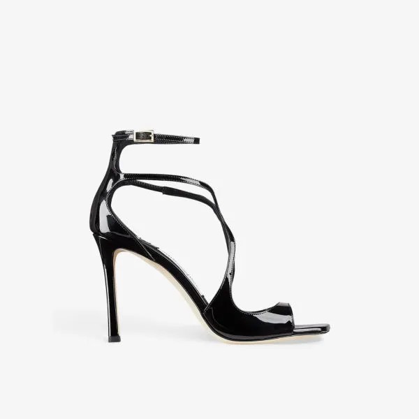 Кожаные босоножки на каблуке Azia 95 с ремешками Jimmy Choo, черный