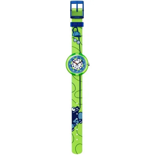 Наручные часы Flik Flak, корпус пластик, ремешок текстиль, зеленый