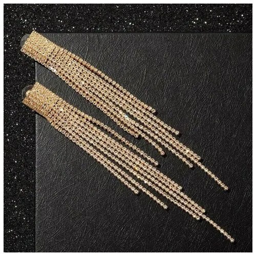Серьги цепочки Queen Fair, фианит, белый, золотой