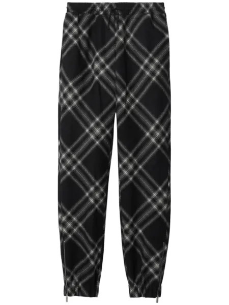 Шерстяные спортивные брюки в клетку Burberry, черный