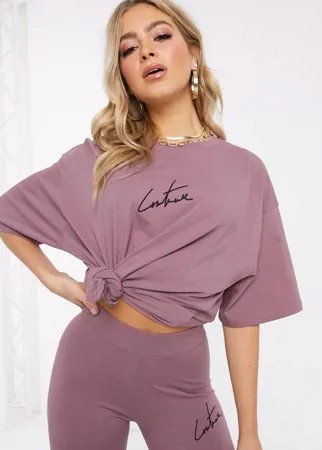 Розовато-лиловая футболка oversized The Couture Club-Фиолетовый