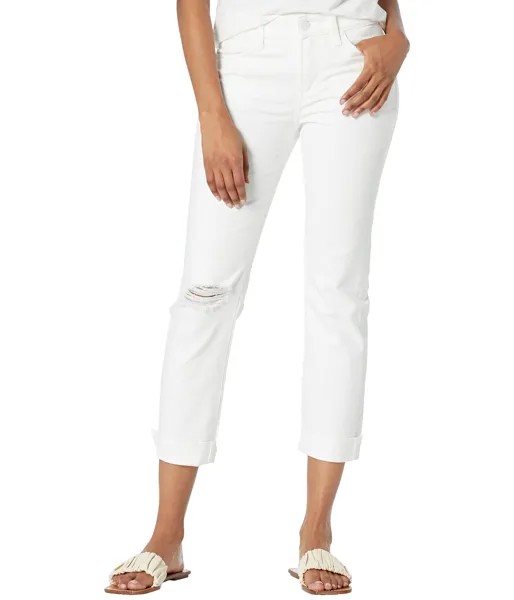 Джинсы Paige, Brigitte w/ Raw Cuff + Slightly Off Coin Pocket in White Wave Destructed