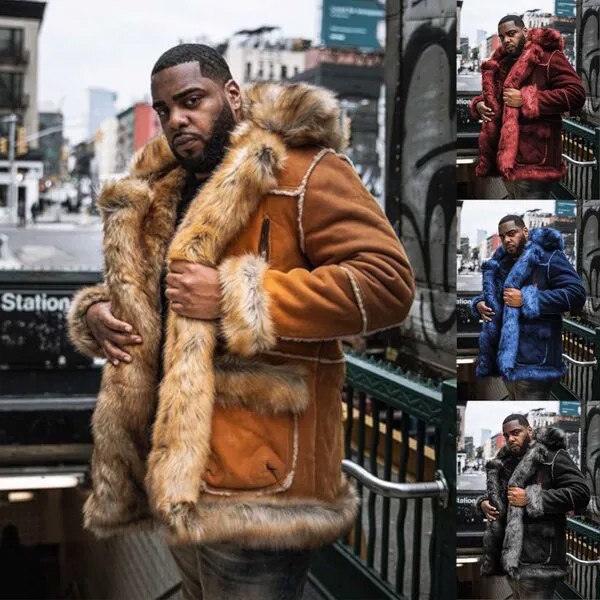 Зимняя мужская куртка из искусственного меха, теплая куртка, уличная одежда, утепленное теплое пальто, куртки из овчины, пальто, свадебные смокинги