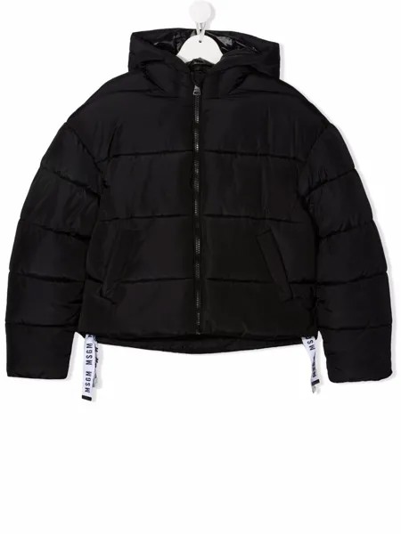 MSGM Kids пуховик с кулиской и логотипом