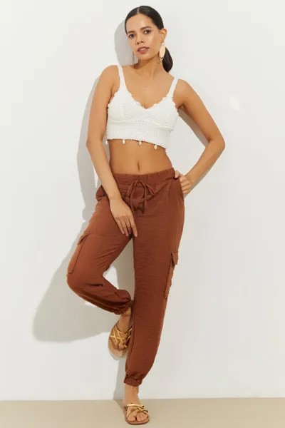 Женские брюки-карго миндалевидного цвета BR1293 Cool & Sexy, коричневый