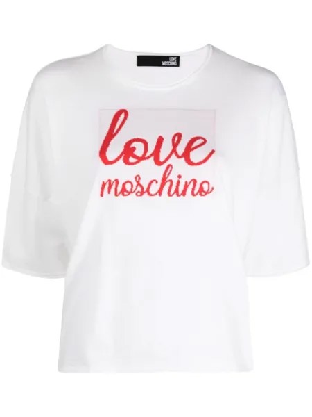 Love Moschino футболка с укороченными рукавами и нашивкой-логотипом, белый