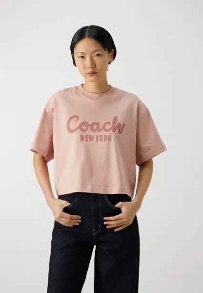 Футболка с принтом Coach, светло-розовый