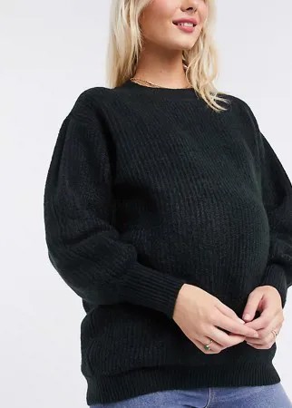 Джемпер с круглым вырезом и пышными рукавами ASOS DESIGN Maternity-Черный цвет