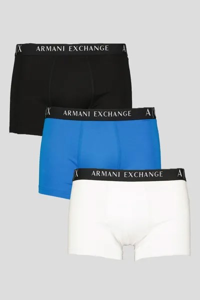 Боксеры с логотипом на поясе - 3 пары Armani Exchange, черный
