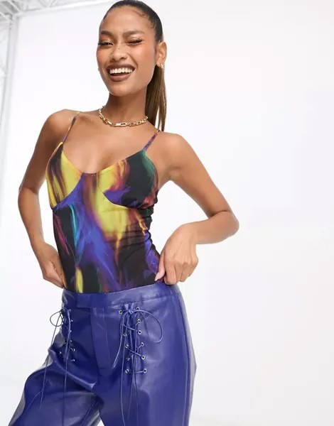 Боди с чашечками и сетчатым принтом ASOS