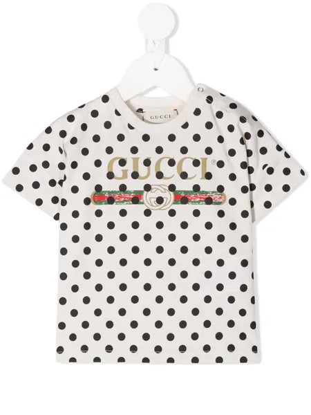 Gucci Kids футболка в горох с логотипом