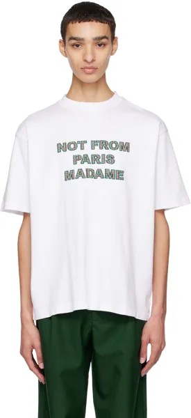 Белая футболка 'Le T-Shirt Slogan' в шотландскую клетку Drôle De Monsieur