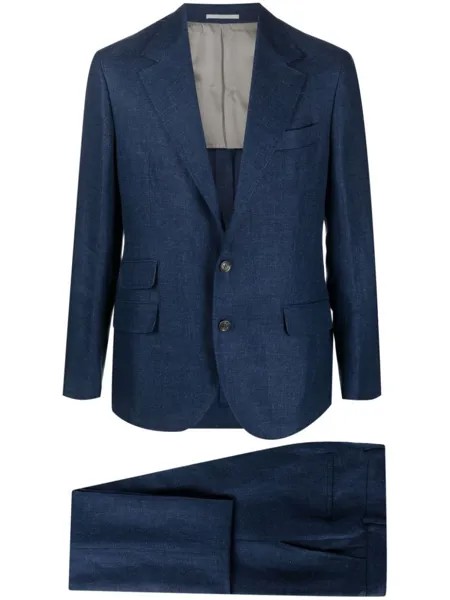 Brunello Cucinelli костюм-двойка с однобортным пиджаком, синий