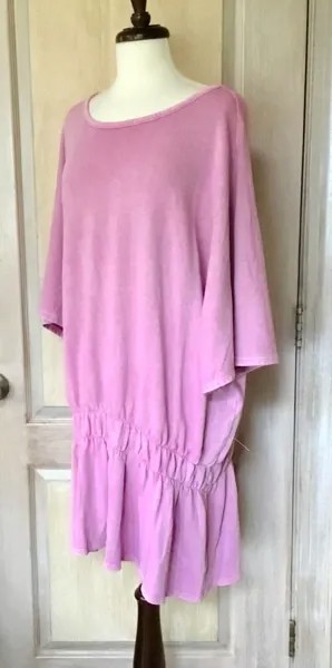 Платье-туника Free People Толстовка большого размера с эластичной заниженной талией Фиолетовый Розовый M НОВИНКА