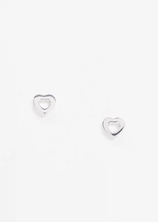 Серебряные серьги-гвоздики в виде контурного сердца ASOS DESIGN-Серебряный