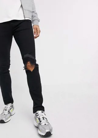 Черные рваные супероблегающие джинсы Mennace-Черный цвет