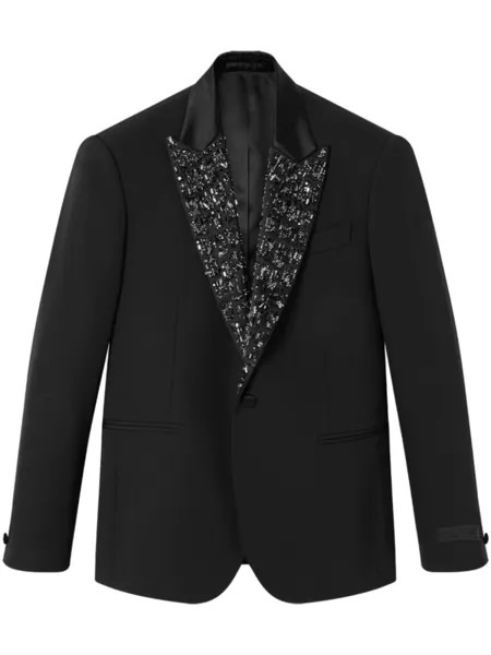 Versace шерстяной пиджак с кристаллами, черный