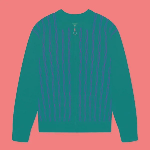 Мужской свитер thisisneverthat Chain Zip Up Polo зелёный, Размер L