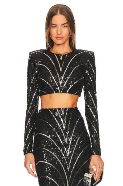 Топ Michael Costello x REVOLVE Leonie Crop, цвет Black & Silver