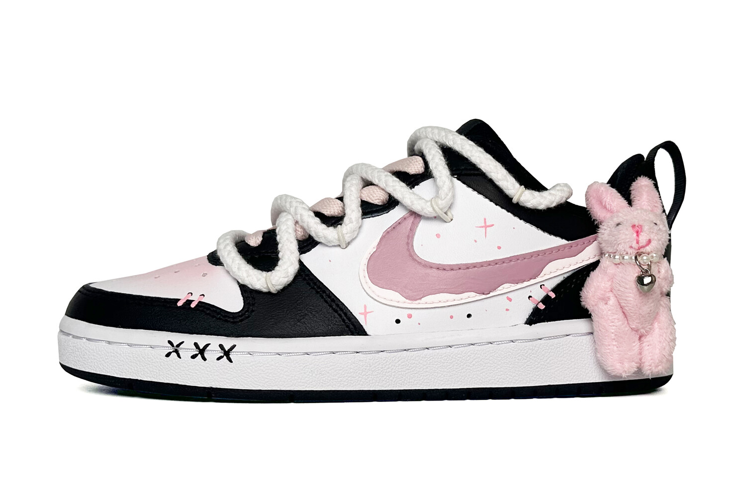 Кроссовки Nike Court Borough Skateboarding Shoes Women's Low-top Pink, черный/розовый
