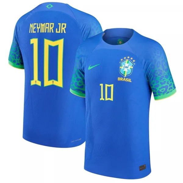 Мужская синяя выездная футболка Vapor Match для сборной Бразилии 2022/23 Neymar Jr. Authentic Player Nike