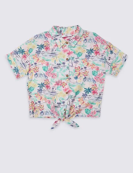 Рубашка с тропическим принтом для девочки