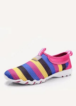 Радуга Красочные Сетки Для Женщин Дышащие Slip On На Плоской Спортивной Обуви
