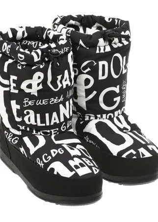 Черные мунбуты с белыми надписями Dolce&Gabbana детские