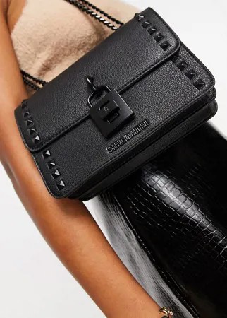 Черная сумка через плечо с цепочкой и заклепками в тон Steve Madden Baspenn-Черный цвет