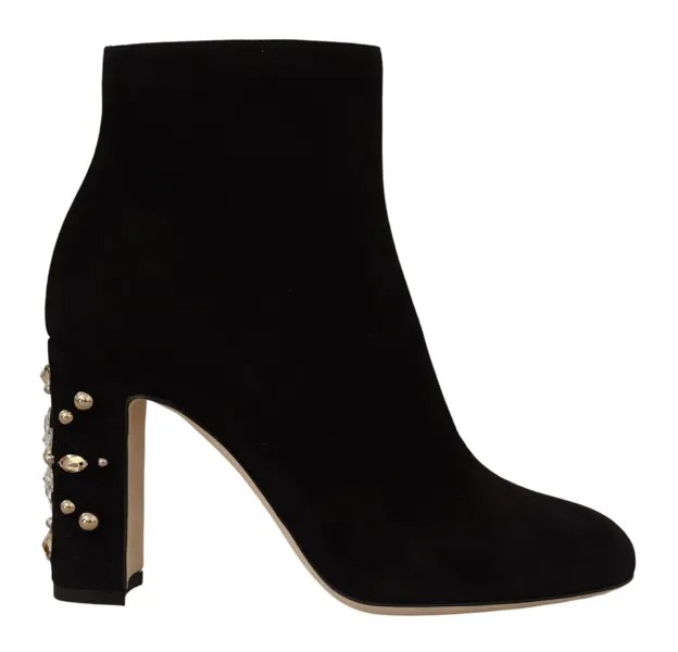 DOLCE - GABBANA Обувь Ботинки Черные замшевые туфли на каблуке с кристаллами EU37 / US6,5 $1600
