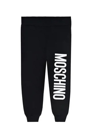 Спортивные брюки черного цвета с вертикальным принтом Moschino детские