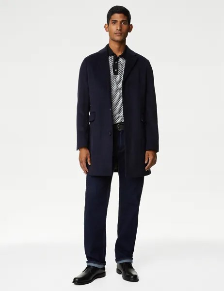 Полушерстяное пальто Revere Marks & Spencer, темно-синий