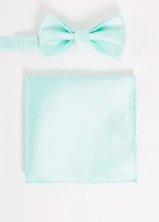 Однотонные галстук-бабочка и платок для нагрудного кармана Devils Advocate Wedding-Зеленый цвет