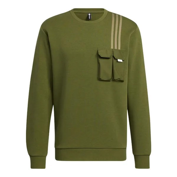 Толстовка Men's adidas neo Classic Chest Sports Long Sleeves Olive Green, зеленый