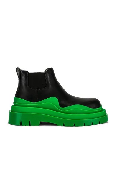 Ботинки Bottega Veneta Tire Chelsea Ankles, цвет Black & Green