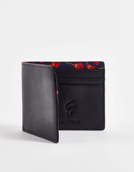 Бумажник двойного сложения из натуральной кожи с отделкой принтом «Либерти» Gianni Feraud-Черный