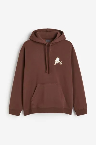 Толстовка свободного кроя с принтом H&M, коричневый