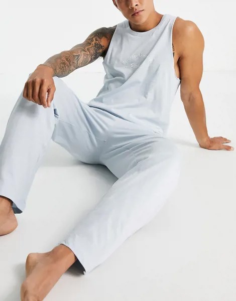 Голубая майка и брюки для дома ASOS DESIGN-Голубой
