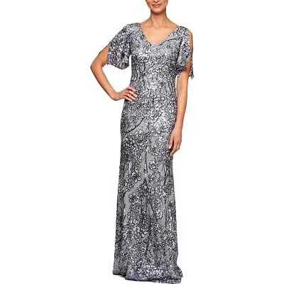 Женское серебряное вечернее платье Alex Evenings с пайетками Petites 16P BHFO 1868