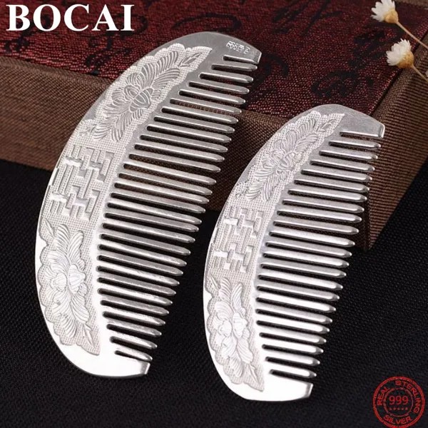BOCAI S990 стерлингового серебра расчески пион узор летящая средства по уходу за волосами 2021 Новая мода чистый Argentum женские Шарм ювелирные украшения