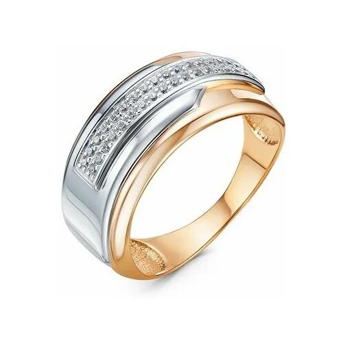 Кольцо Del'ta, комбинированное золото, 585 проба, размер 17.5, серебряный, золотой