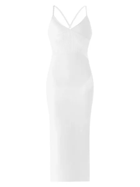 Платье макси с сетчатой вставкой Herve Leger, цвет Alabaster