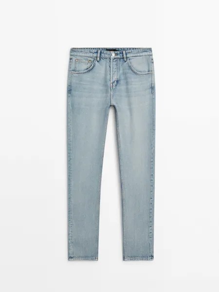 Джинсы прямого кроя из плотной ткани Massimo Dutti, индиго