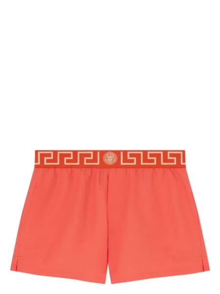 Плавки-шорты с узором Greca на поясе Versace, красный