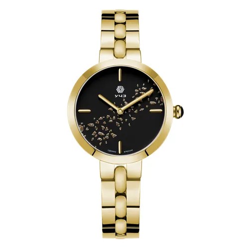 Наручные часы УЧЗ 3044В-4, черный, золотой