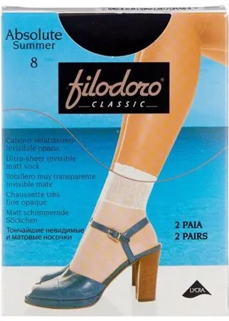 Капроновые носки Classic Absolute Summer 8 Den 2 пары Filodoro, one size, nero