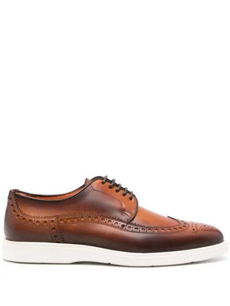 Santoni оксфорды с перфорацией, коричневый