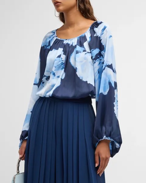 Блузка Aria Watercolor Bloom Ramy Brook, цвет Spring Navy Watercolor Bloom Print