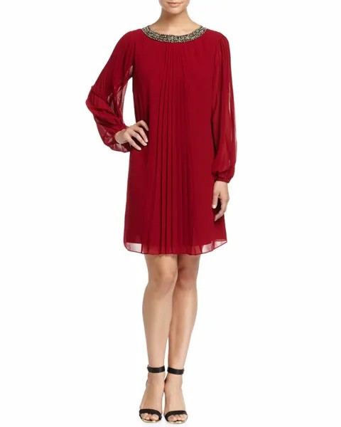 Marc New York NWT Изысканное платье-рубашка CABERNET с длинными рукавами и декорированным вырезом 10